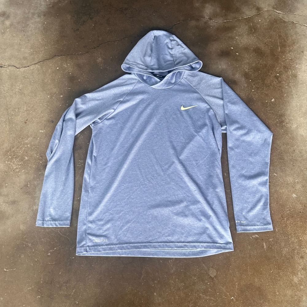 Nike Swim Hoodie Mens Small Blue Excellent Dri-FIT UPF 40+ Rash Guard Sun Shirt